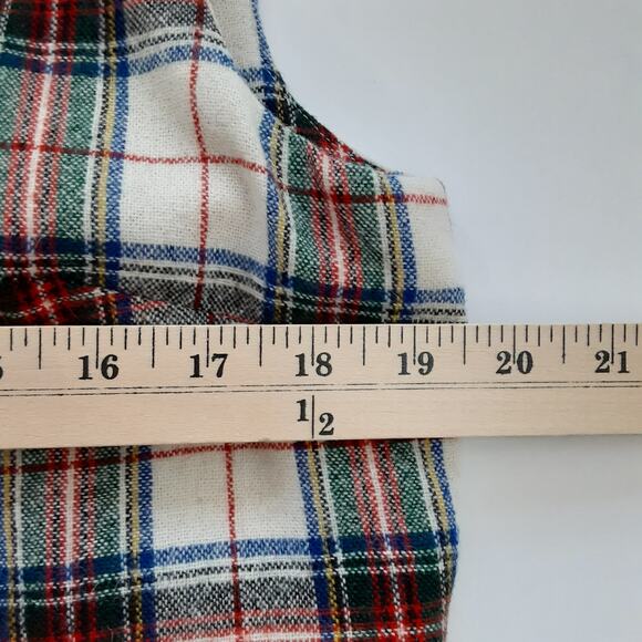 Vintage 1980s Wool Flannel Shift Dress Red Rothesay Tartan Plaid Handmade Lined - Picture 12 of 15